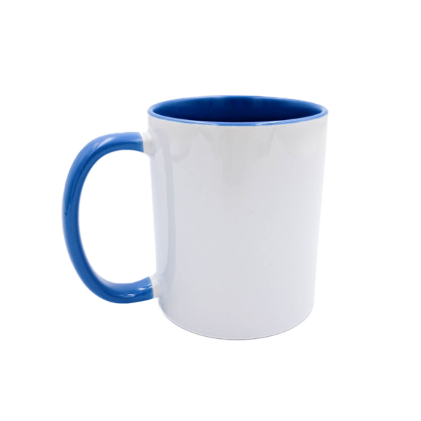 Kubek biały (330 ml) z kolorowym uszkiem i wnętrzem